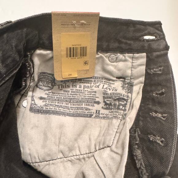 NEW Levi's Jean Shorts High Waisted 501 black denim cut off 24 NWT! - Picture 6 of 10